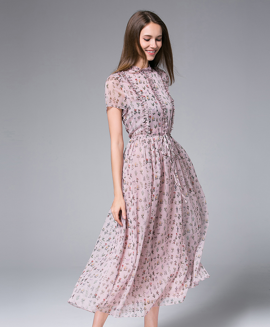 Dress - Little flowers Printed Chiffon Maxi Dress